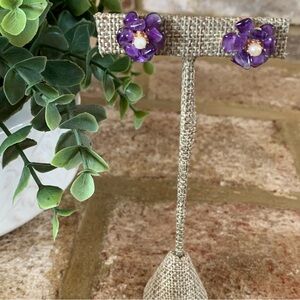 Vintage | Purple Floral Stud Earrings